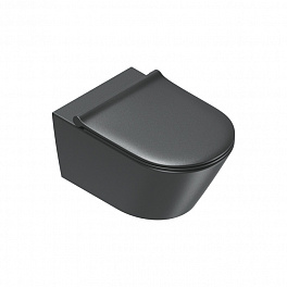 Catalano Zero Унитаз подвесной 55x35, безободковый, смыв Tornado, покрытие Twinglaze+, без крепежа, цвет черный матовый