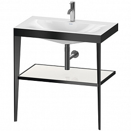 Duravit XViu Консоль напольная, 850x800x480мм с полкой, с раковиной без перелива, 1 отв., цвет: black matt/white high gloss lacquer
