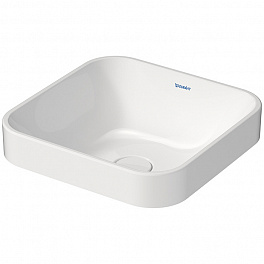 Duravit Happy D.2 Plus Раковина квадратная 400мм, без перелива,с выпуском с керамической крышкой, покр WonderGliss, цвет внутри - белый, снаружи - бел