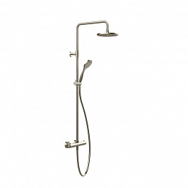 Gessi Emporio shower Настенный смеситель-термостат, душевая головка, переключатель, штанга, шланг, душ 200мм, цвет: Finox Brushed Nickel