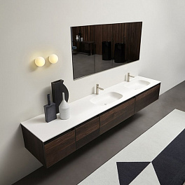 ANTONIO LUPI ATELIER Тумба 450х540х375 мм., подвесная, 1 ящик, ручка C, боковина слева Rovere thermo, рама черный матовый, фронт Rovere thermo