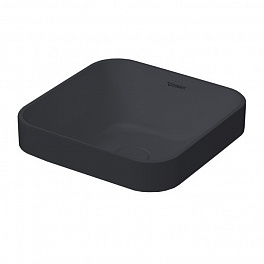 Duravit Happy D.2 Plus Раковина квадратная 400мм, без перелива,с выпуском с керамической крышкой, покр WonderGliss, цвет Anthracite matt