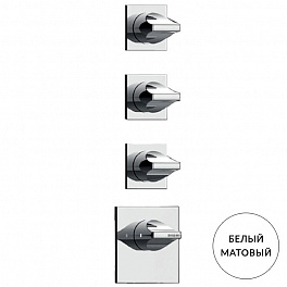 BOSSINI APICE Смеситель для душа встраиваемый, термостатический, 3 запорных вентиля, внешняя часть, цвет белый матовый