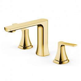 NEMO NM-1315-BG Смеситель для раковины на 3 отверстия с донным клапаном BRUSH GOLD