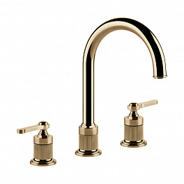 GESSI VENTI20 Смеситель для раковины на 3 отверстия, высота излива 168 мм., в комплекте с донным клапаном, цвет Warm Bronze PVD